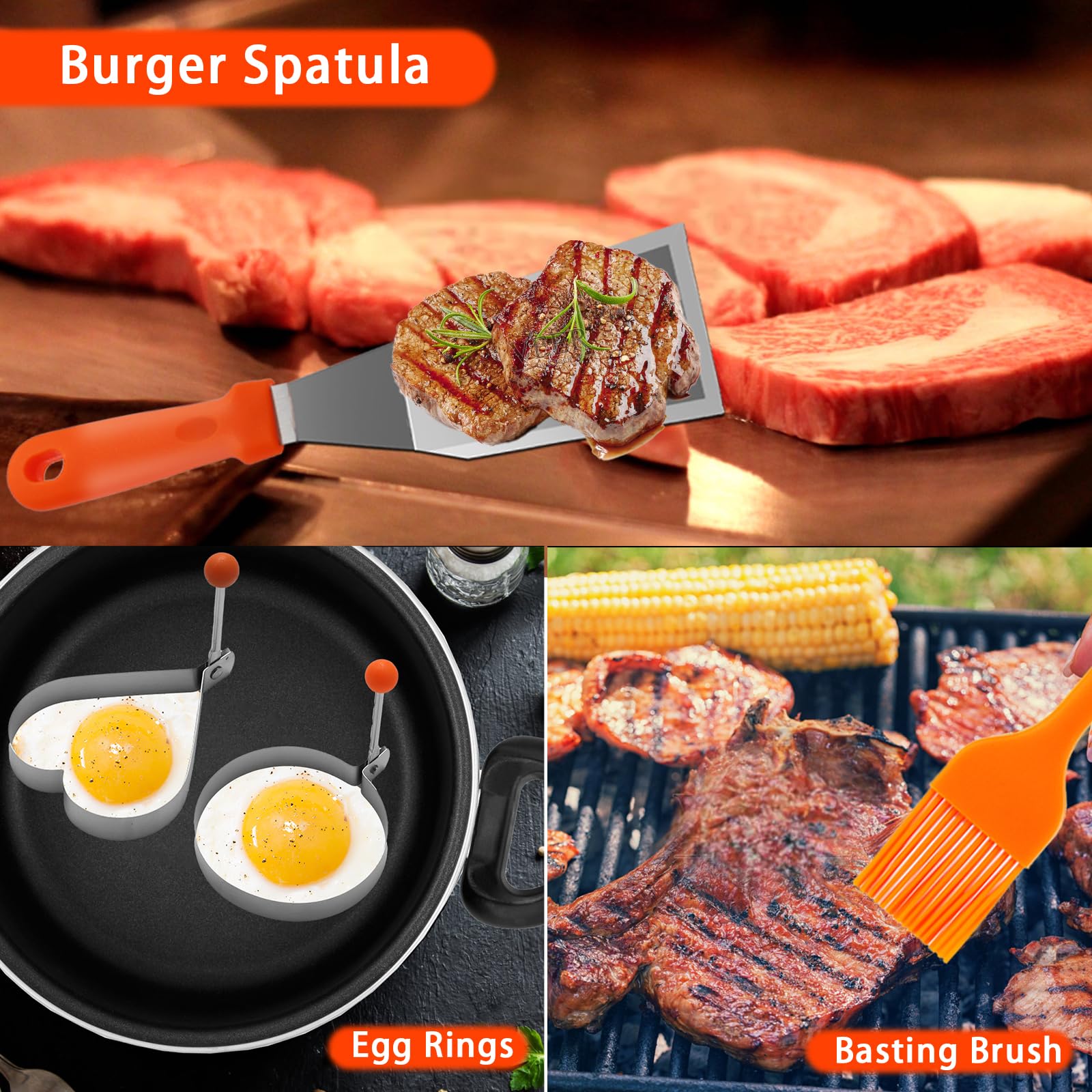 Blackstone Griddle Accessories Kit, 27Pcs Flat Top Grill Accessories Set For Blackstone And Camp Chef, Spatula, Scraper, Basting